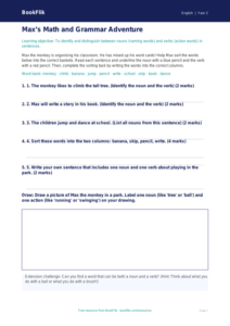 Free Nouns And Verbs Activity Sheet | Grade 1 | ELA | BookFlik