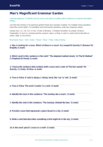 Free Nouns And Verbs Quiz | Grade 3 | ELA | BookFlik