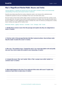ELA nouns and verbs track sheet grade 3 greater depth