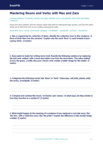 Free Nouns And Verbs Worksheet | Grade 3 | ELA | BookFlik