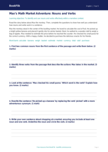 Free Nouns And Verbs Track Sheet | Grade 4 | ELA | BookFlik