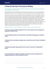 Free Persuasive Writing Comprehension | Grade 3 | ELA | BookFlik