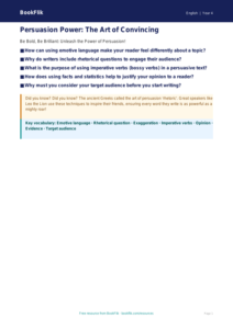 Free Persuasive Writing Poster | Grade 3 | ELA | BookFlik
