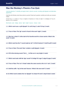 Free Phonics Quiz | Grade 1 | ELA | BookFlik