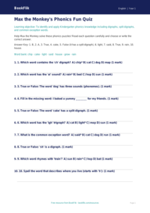 Free Phonics Quiz | Kindergarten | ELA | BookFlik