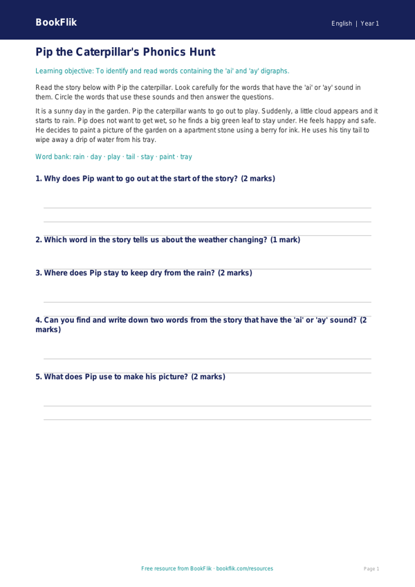 Free Phonics Track Sheet | Kindergarten | ELA | BookFlik worksheet preview — English Phonics