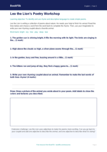 Free Poetry Activity Sheet | Grade 1 | ELA | BookFlik