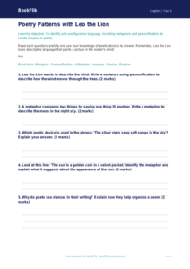 Free Poetry Worksheet | Grade 4 | ELA | BookFlik