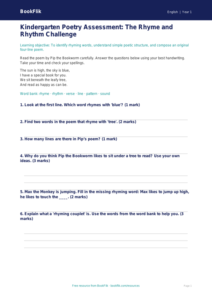 Free Poetry Assessment | Kindergarten | ELA | BookFlik