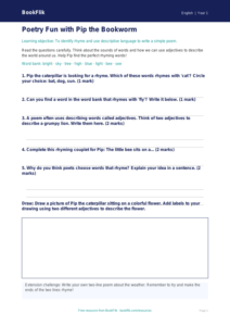 Free Poetry Worksheet | Kindergarten | ELA | BookFlik