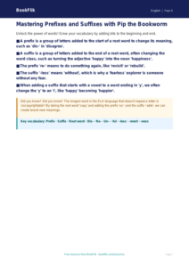 Free Prefixes And Suffixes Poster | Grade 4 | ELA | BookFlik