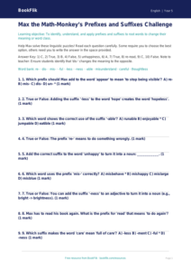 Free Prefixes And Suffixes Quiz | Grade 4 | ELA | BookFlik