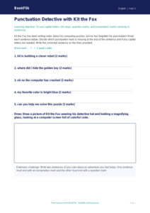 Free Punctuation Activity Sheet | Grade 1 | ELA | BookFlik