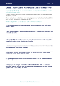 Free Punctuation Assessment | Grade 1 | ELA | BookFlik