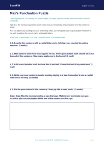 Free Punctuation Worksheet | Grade 1 | ELA | BookFlik