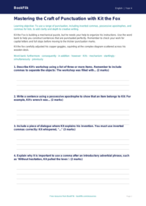 Free Punctuation Writing Frame | Grade 3 | ELA | BookFlik