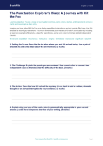 Free Punctuation Template | Grade 4 | ELA | BookFlik