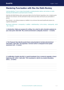 Free Punctuation Writing Frame | Grade 4 | ELA | BookFlik