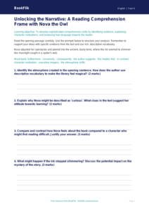 Free Reading Comprehension Writing Frame | Grade 3 | ELA | BookFlik