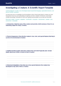 Free Report Writing Template | Grade 4 | ELA | BookFlik