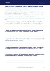 Free Report Writing Worksheet | Grade 4 | ELA | BookFlik