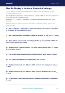 Free Sentence Structure Quiz | Grade 1 | ELA | BookFlik