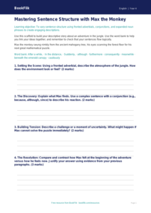 Free Sentence Structure Writing Frame | Grade 3 | ELA | BookFlik