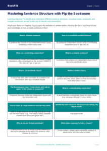 Free Sentence Structure Flashcards | Grade 4 | ELA | BookFlik