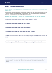 Free Sentence Structure Activity Sheet | Kindergarten | ELA | BookFlik