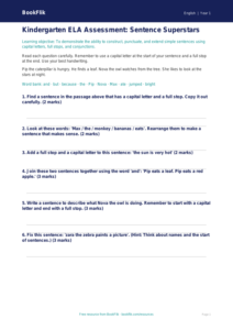 Free Sentence Structure Assessment | Kindergarten | ELA | BookFlik
