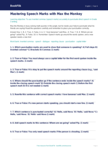 Free Speech Marks Quiz | Grade 3 | ELA | BookFlik