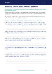 Free Speech Marks Worksheet | Grade 4 | ELA | BookFlik