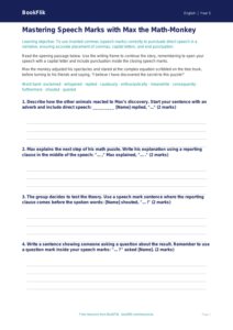 Free Speech Marks Writing Frame | Grade 4 | ELA | BookFlik