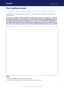 Free Spelling Colouring Page | Grade 1 | ELA | BookFlik