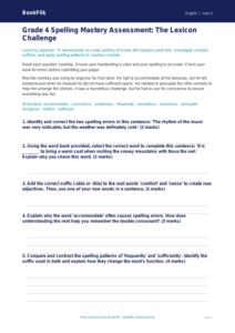 Free Spelling Assessment | Grade 4 | ELA | BookFlik