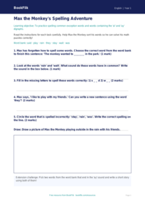 Free Spelling Worksheet | Kindergarten | ELA | BookFlik