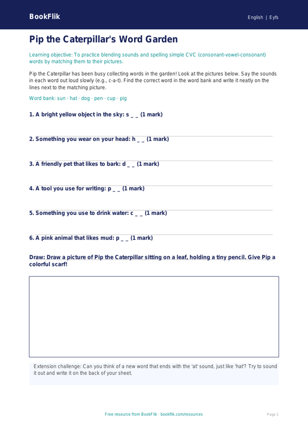 Free Spelling Activity Sheet | Pre-K | ELA | BookFlik worksheet preview — English Spelling