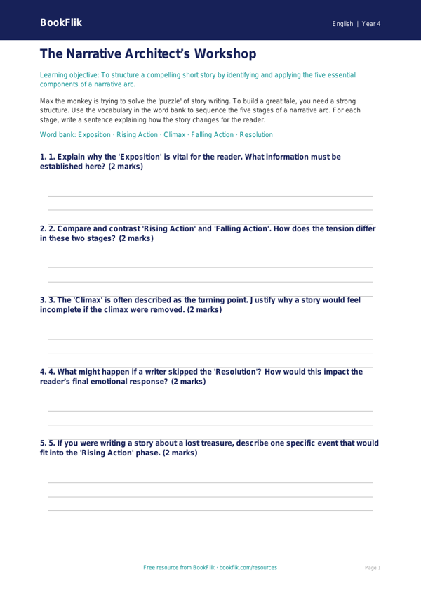 Free Stories Activity Sheet | Grade 3 | ELA | BookFlik worksheet preview — English Stories