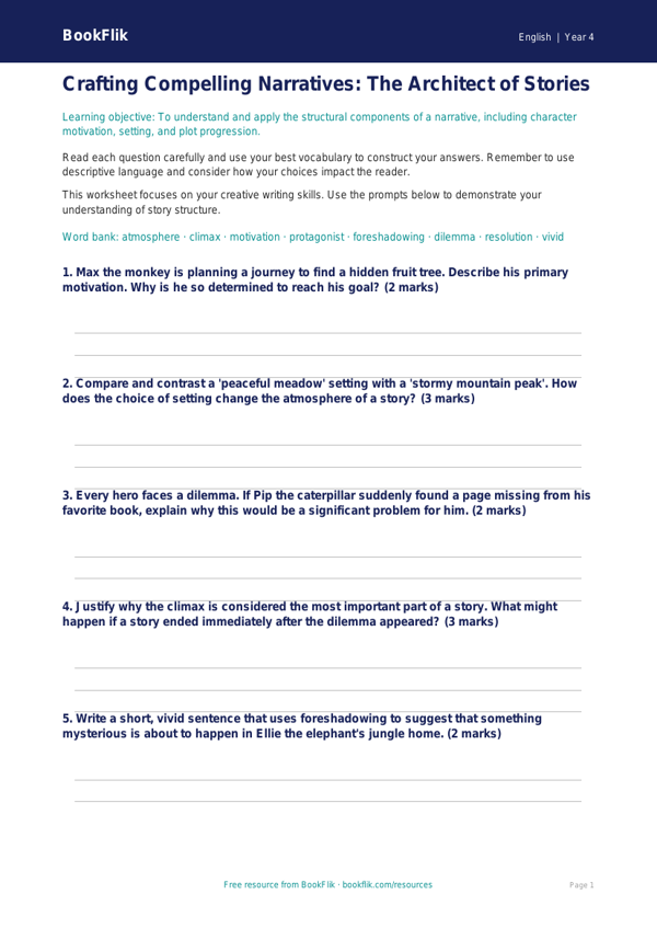 ELA stories worksheet grade 3 greater depth worksheet preview — English Stories