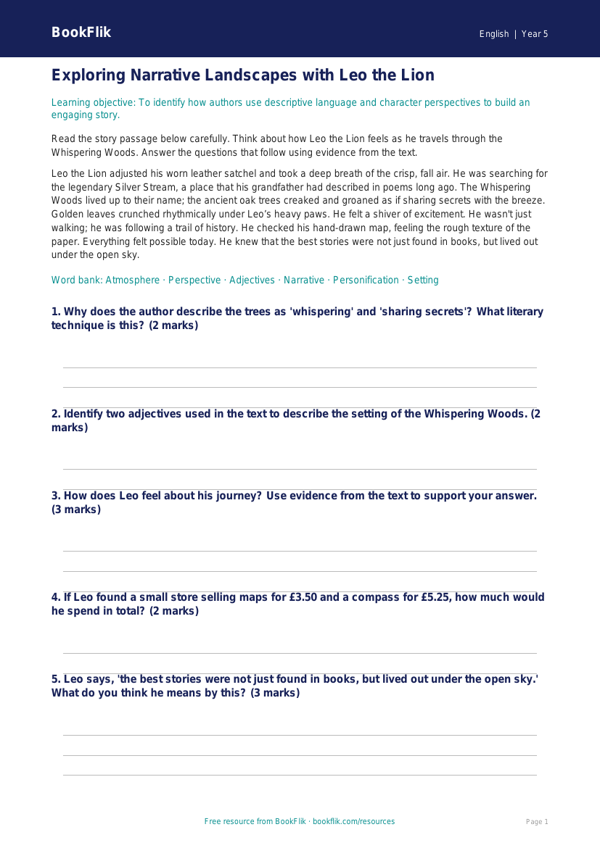 Free Stories Track Sheet | Grade 4 | ELA | BookFlik worksheet preview — English Stories
