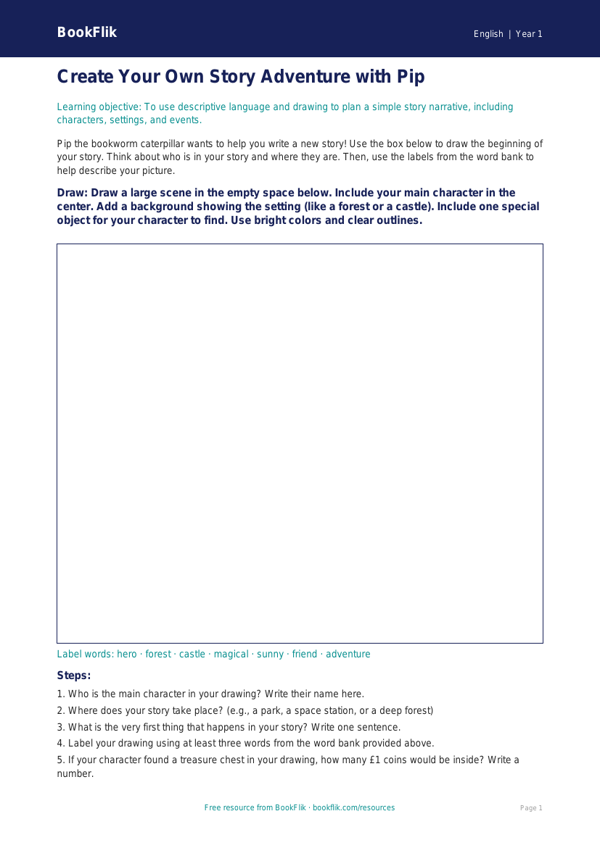 Free Stories Drawing Sheet | Kindergarten | ELA | BookFlik worksheet preview — English Stories