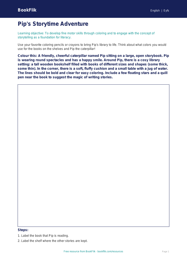 Free Stories Colouring Page | Pre-K | ELA | BookFlik worksheet preview — English Stories