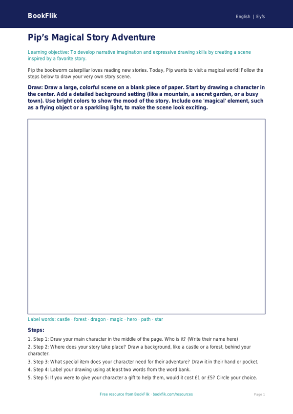 Free Stories Drawing Sheet | Pre-K | ELA | BookFlik worksheet preview — English Stories