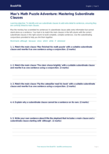 Free Subordinate Clauses Activity Sheet | Grade 4 | ELA | BookFlik