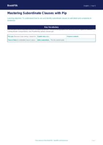 Free Subordinate Clauses Word Mat | Grade 4 | ELA | BookFlik