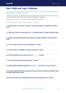 Free Verbal Reasoning Quiz | Grade 3 | ELA | BookFlik