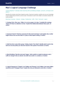 Free Verbal Reasoning Template | Grade 3 | ELA | BookFlik