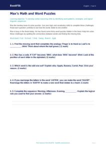 Free Verbal Reasoning Worksheet | Grade 3 | ELA | BookFlik