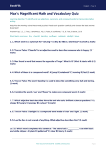 Free Vocabulary Quiz | Grade 1 | ELA | BookFlik