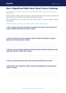 Free Vocabulary Worksheet | Grade 1 | ELA | BookFlik